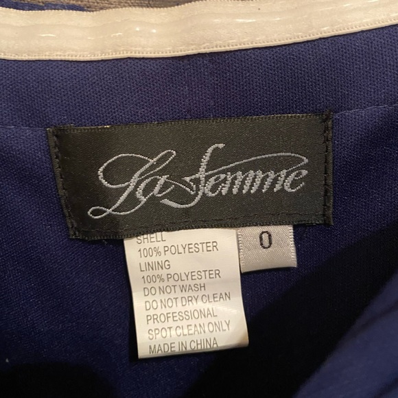 La Femme Strapless Prom Dress with Gem Detailing in Navy Size 0 - Picture 4 of 6